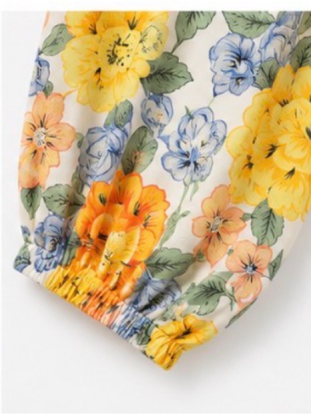 Entro NWT Floral Ruffle Peplum Cotton Blouse Yellow Orange Blue Small - Picture 6 of 6